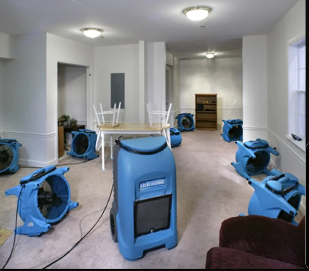 Air movers and dehumidifier setup for Water Extraction & Removal in Bailey's Crossroads
